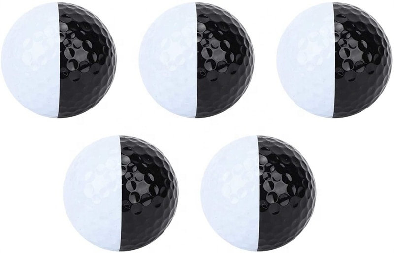 Golf Putting Practice Balls 2 Colors Black and White Putter Aiming Line Double Layer Golf Balls