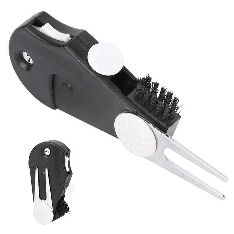 Multifunction Golf Divot Tool Ball Marker Golf Cleaner Brush Stroke Counter 5 in 1 Golf Accessories