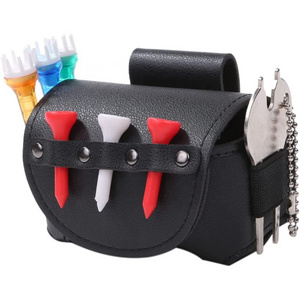 PU Leather Golf Ball Pouch Tee Holder Portable Golf Ball Belt Holder Pouch Bag Accessories