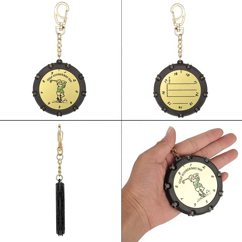 Wholesale Mini Golf Score Stroke Counter 18 Holes 9 Shots Round Shaped Golf Score Counter with Clip Keychain