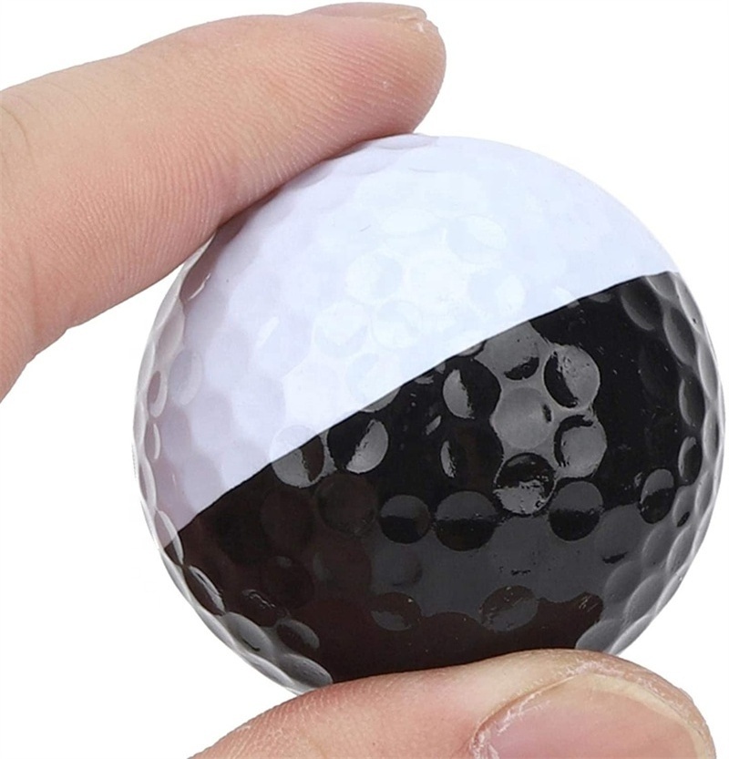 Golf Putting Practice Balls 2 Colors Black and White Putter Aiming Line Double Layer Golf Balls