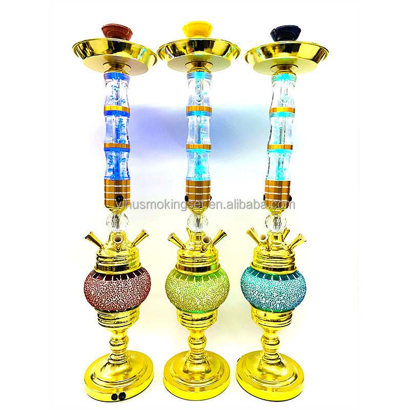 Arabic hookah four tube light bar hookah LED iron bottle (B size) stainless steel hookah color box packaging