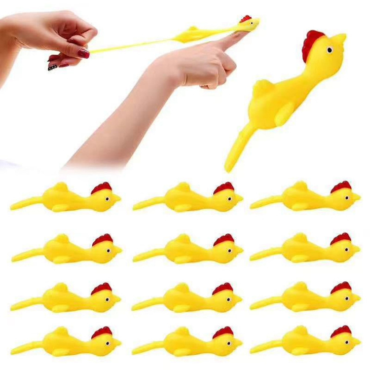 2022 Flying shot turkey stretchy slingshot chicken Decompression Toy Fingers Stretchy Flying Rubber Chickens for Party Activity