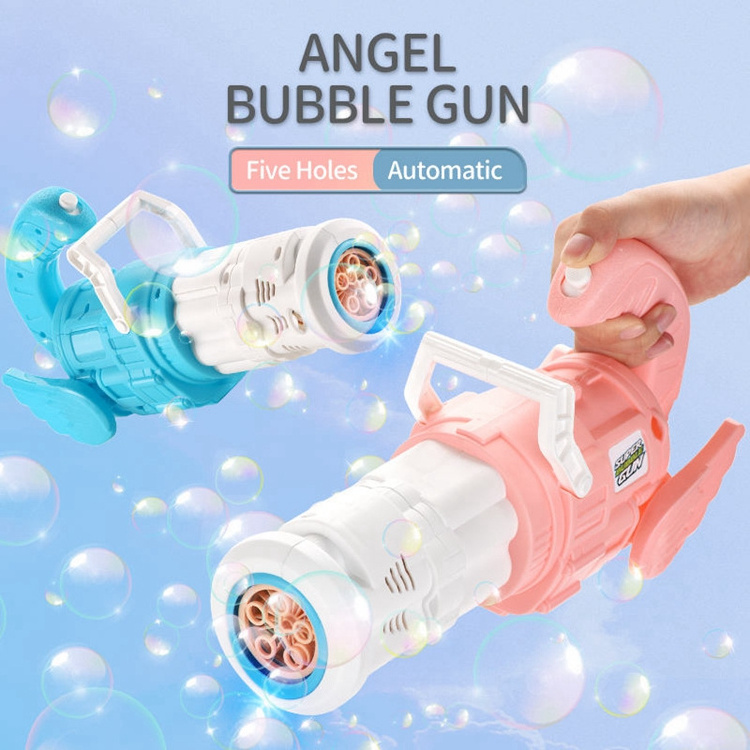 Battery Operated 12 Hole Wholesale Blowing Bubble Gun With Light Automatic 5 Holes Bubble Gun Have Lights And Music