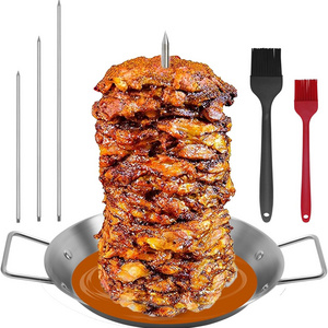 Al Pastor Skewer for Grill, Stainless Steel Vertical Skewer, Brazilian Vertical Spit Stand with 3 Removable Spikes 8 10 12