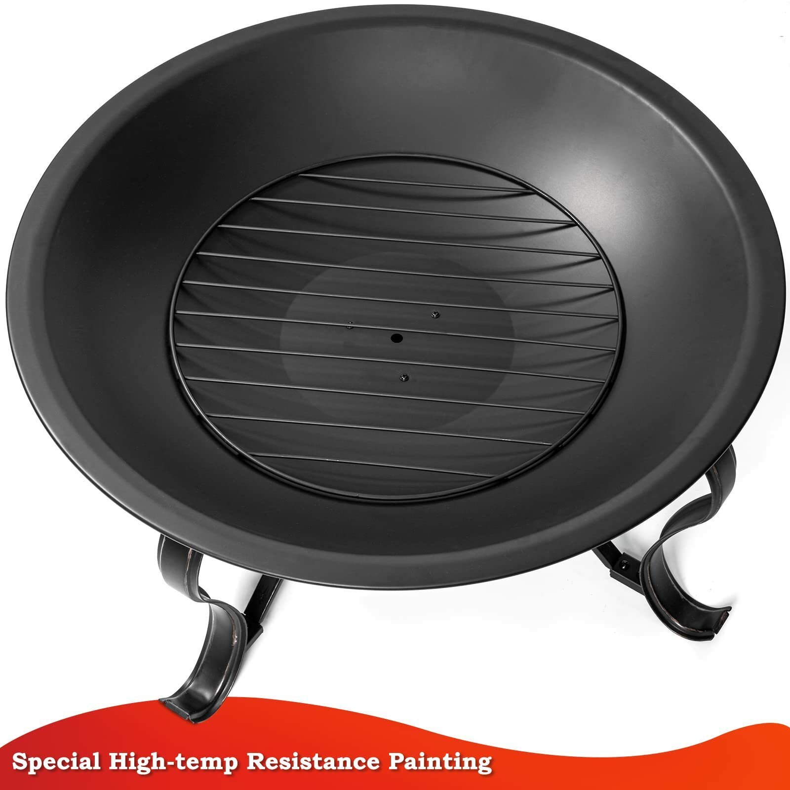 29 inch Fire Pits for Outside Firepit Outdoor Wood Burning Pit Steel Firepit Bowl for Patio Backyard Camping