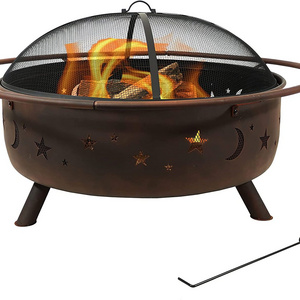 Fire Pit for Outdoors  42-Inch Large Wood-Burning Fire Pit with Moon and Stars For Home Garden