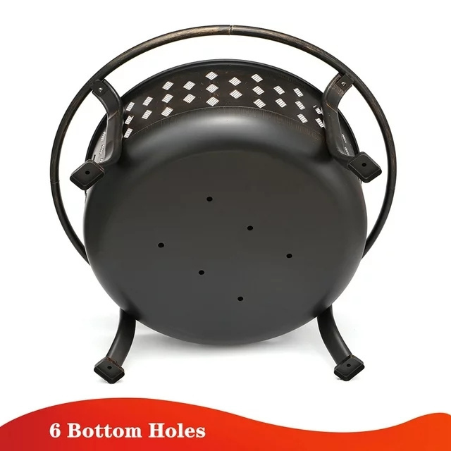 36 Inch Fire Pits for Outside Wood with Cooking Grill Grate, Spark Screen, Log Grate