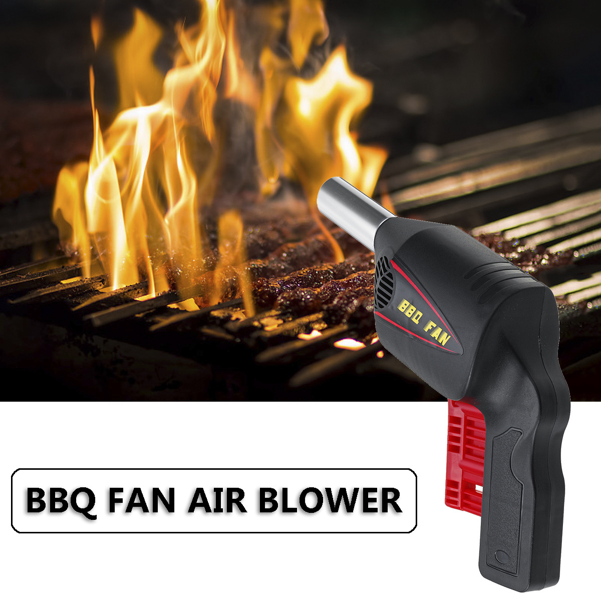 HAND CRANK BBQ FAN AIR BLOWER POWERED FIRE BELLOWS CAMPING PICNIC COOKING TOOL BBQ FAN