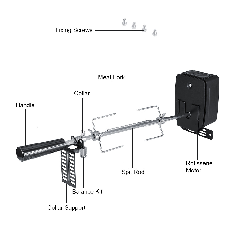 Rotisserie Kit Stainless Steel Automatic BBQ Rotisserie Kit Grill Rotisserie Set For Grilling Marshmallow Hot Dog Chicken