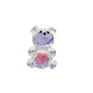 Cheap Lovely Crystal Glass Bear Figurines for Valentine Gifts Glass Crystal Animal Figurines