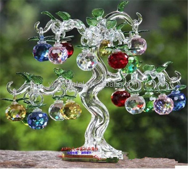 Factory directly sale Business gifts K9 crystal apples tree for wedding decoration