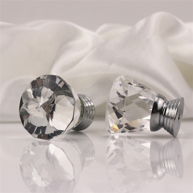 custom various furniture knobs clear crystal material cabinet knobs wholesale OEM/ODM wardrobe handles glass small drawer knobs