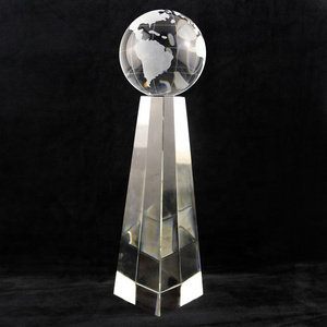 Standing Crystal Glass Global Trophy Award for Executive Gifts crystal plaque award blank crystal trophy award custom glass