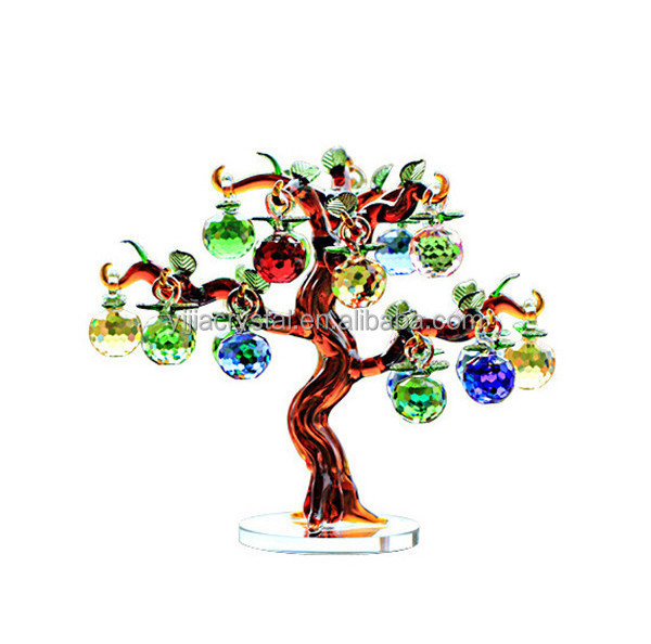 Factory directly sale Business gifts K9 crystal apples tree for wedding decoration