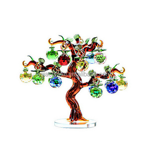 Factory directly sale Business gifts K9 crystal apples tree for wedding decoration