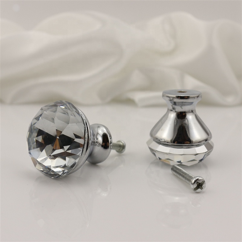 Hot Sell 30MM Crystal Diamond Knob Glass Cabinet Knobs Wholesale