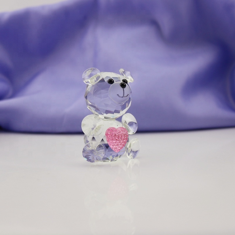 Cheap Lovely Crystal Glass Bear Figurines for Valentine Gifts Glass Crystal Animal Figurines