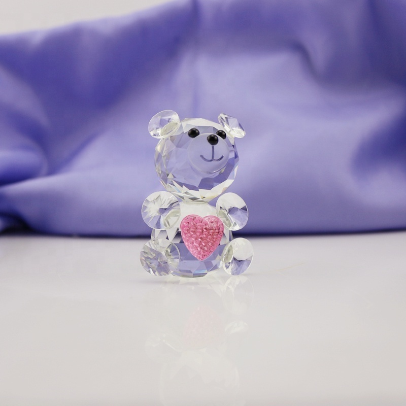 Cheap Lovely Crystal Glass Bear Figurines for Valentine Gifts Glass Crystal Animal Figurines