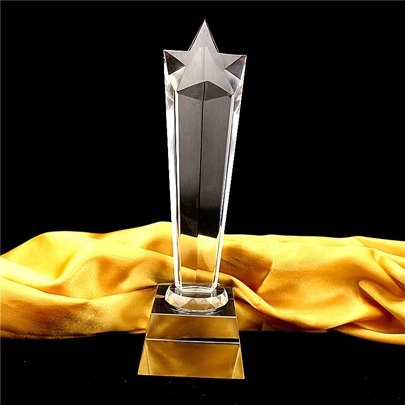 Wholesale  star shape crystal  trophy award for Souvenir/K9 Crystal Star Award Craft /Customize Logo Star Shape Crystal Trophy