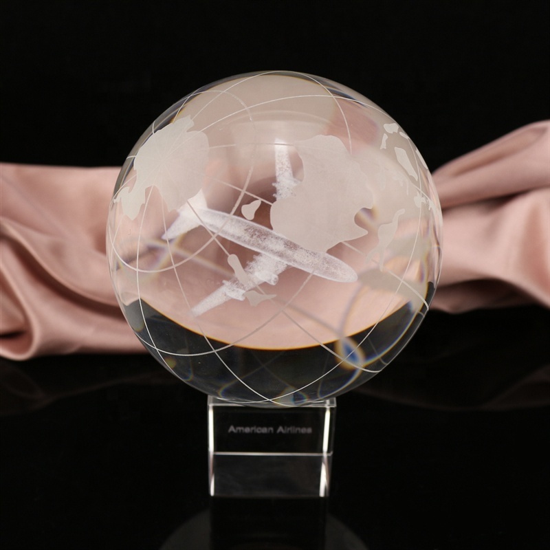 2d engraved world map ball custom 3d laser engraving airplane model crystal 3d laser globe