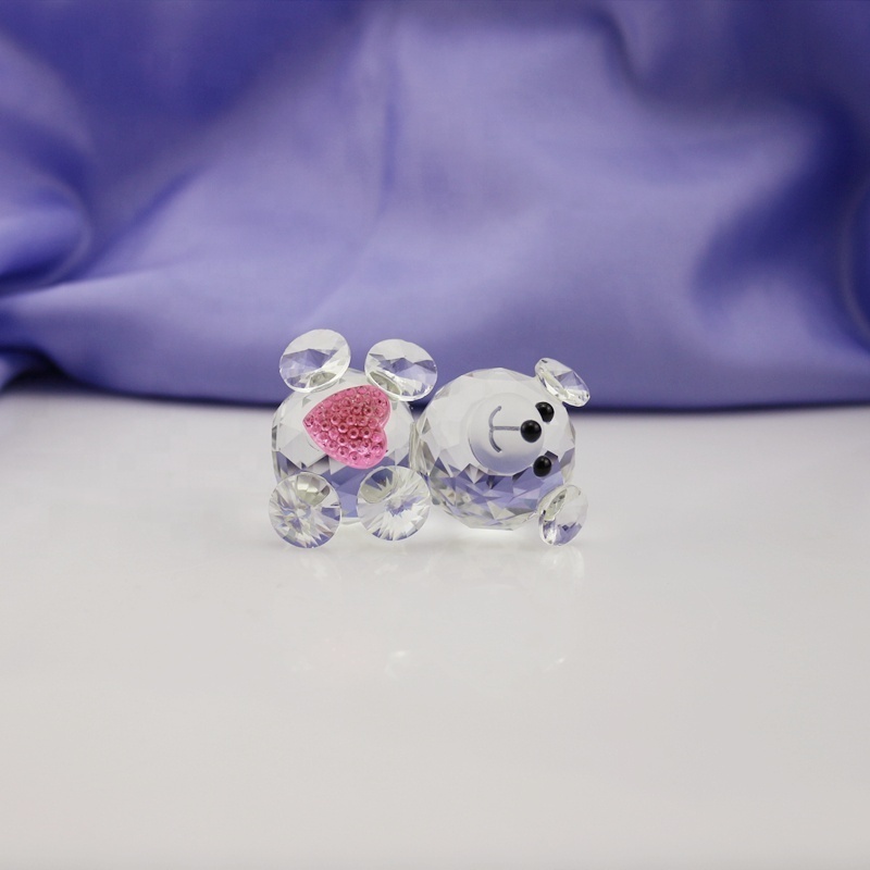 Cheap Lovely Crystal Glass Bear Figurines for Valentine Gifts Glass Crystal Animal Figurines