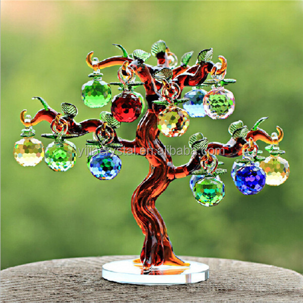 Factory directly sale Business gifts K9 crystal apples tree for wedding decoration