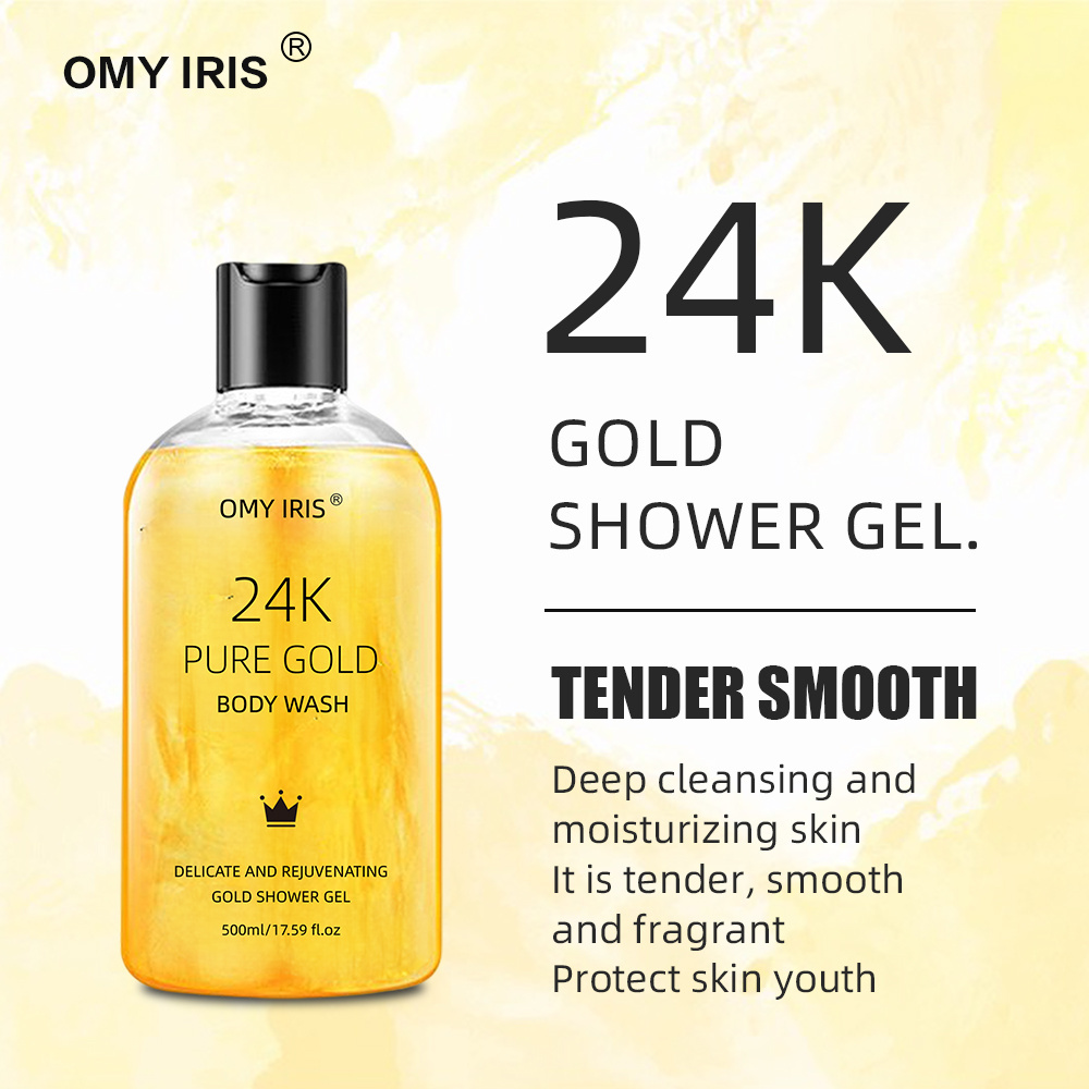 Promotional natural perfume 24k gold whitening shower gel bath for black skin guangzhou shower gel