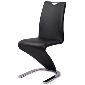 UK standard metal chrome leg black white leather z shape dinning chair