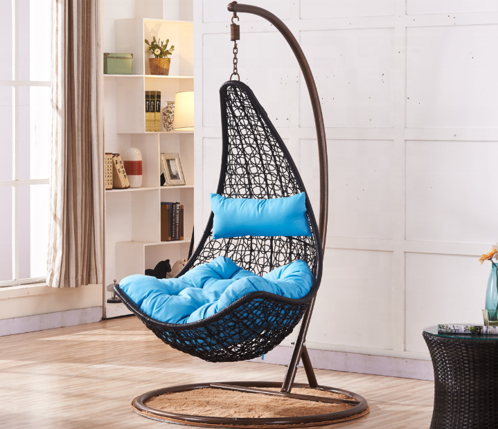 Outdoor leisure rattan garden flower wicker double seat hanging egg swing chairs