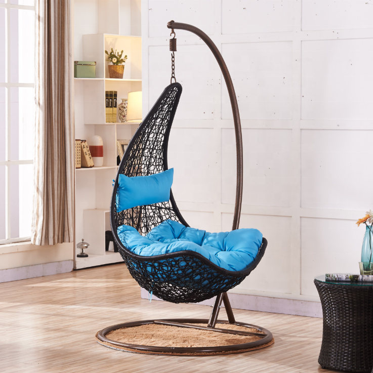 Outdoor leisure rattan garden flower wicker double seat hanging egg swing chairs