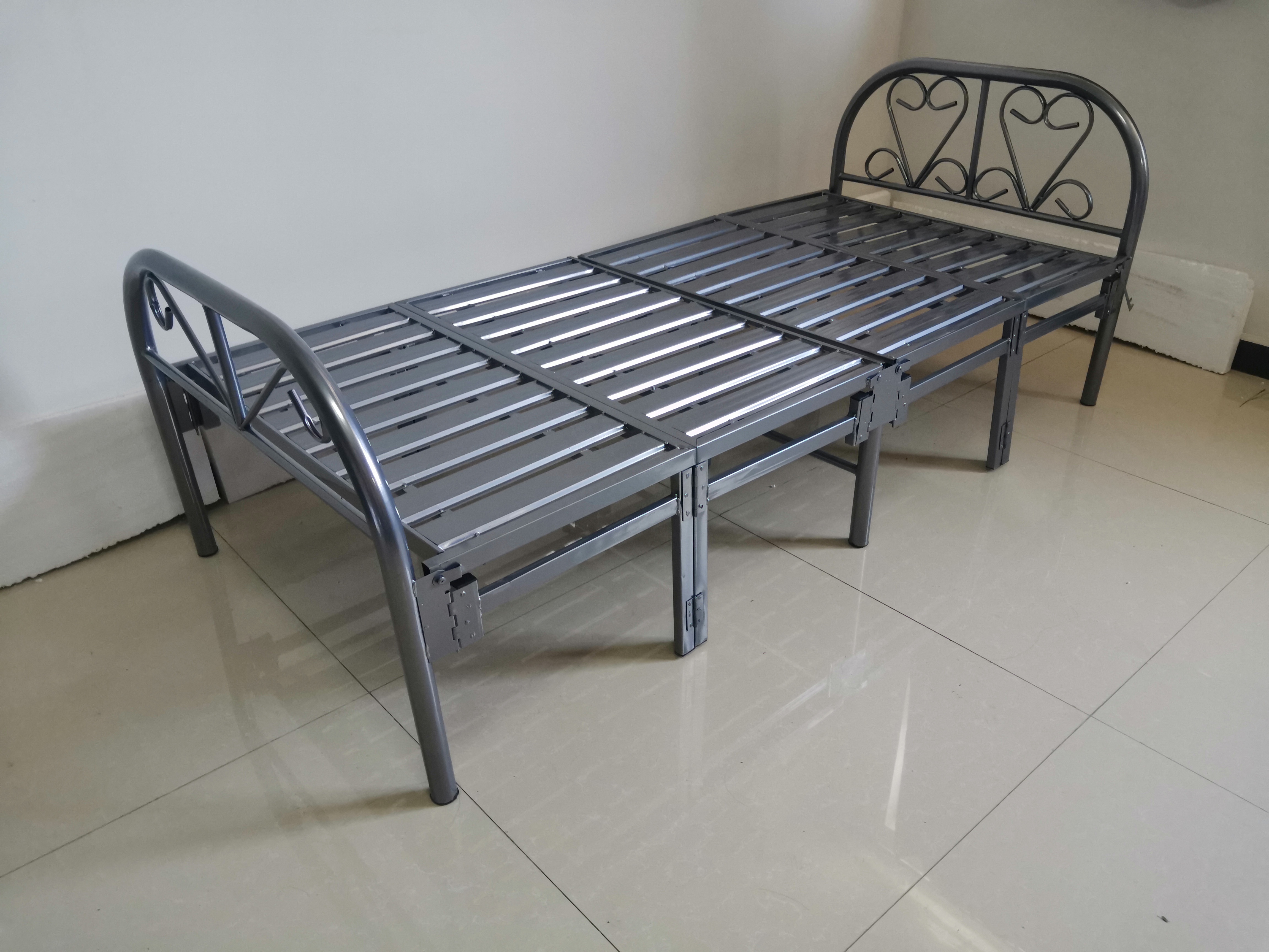 Folding bed In stock strong heavy duty folding guest student single metal folding bed frame