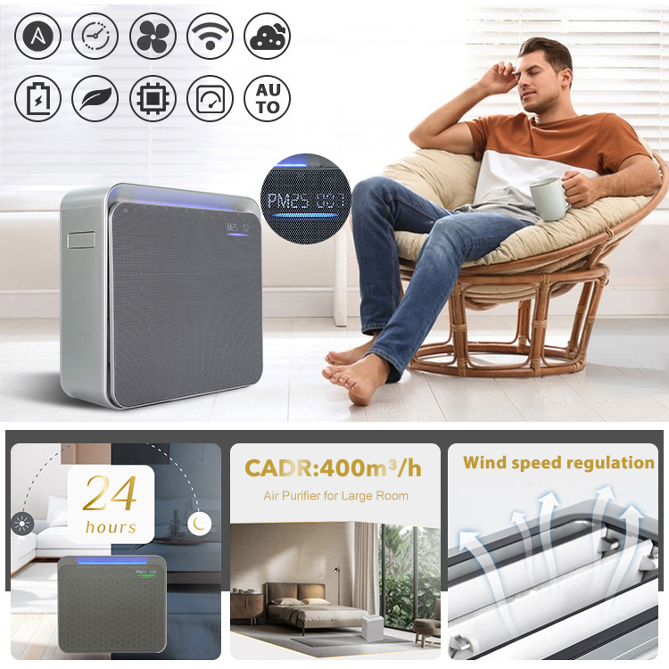 High Quality Upgraded Active Charcoal H13 Hepa Filter Portable Home Air Purifier