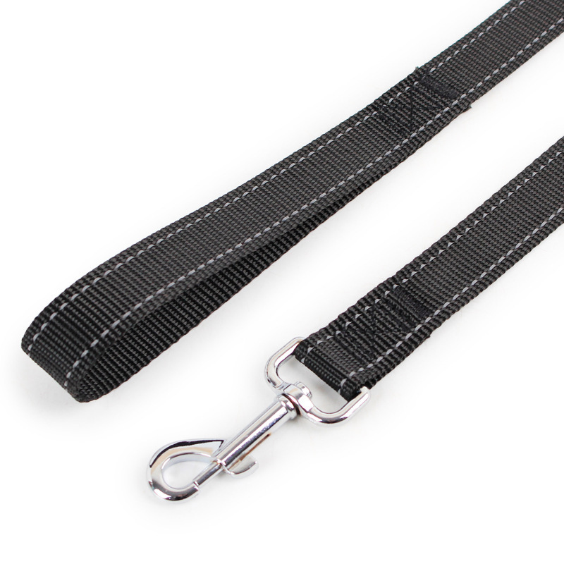 Spot Wholesale Black Nylon Dog Leash Reflective Single Sling Dog Leash 2.5cm Medium and Large Dog Pet Leash