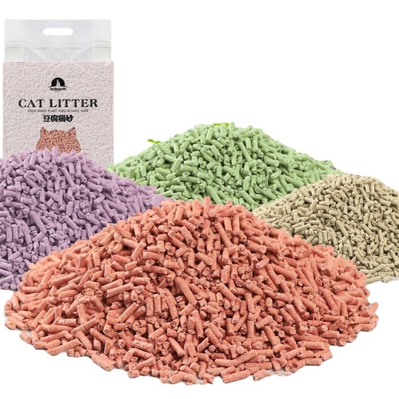 Tofu Cat Litter Manufacturer  6L Plant Degradable  dust-free  clumping Cat Litter Wholesale 5 Flavors absorption Health Cat Sand