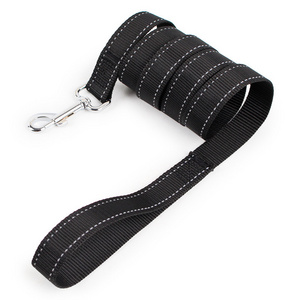 Spot Wholesale Black Nylon Dog Leash Reflective Single Sling Dog Leash 2.5cm Medium and Large Dog Pet Leash