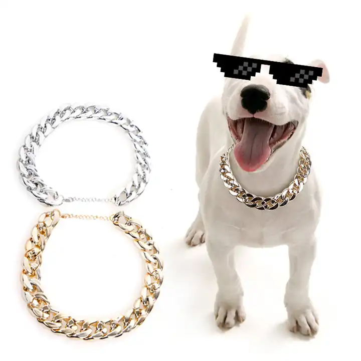 Hot Sales New Design Pet Dog Collar Chains Best Selling Hip Hop Fashion Simple Collar Chain Cat Pet Cuban Chain Necklace For Dog