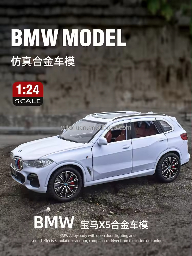 Die cast 4 hot Wheel 1:24 X5 simulation alloy model Boomerang sound and light six door car boutique decoration bmw x5