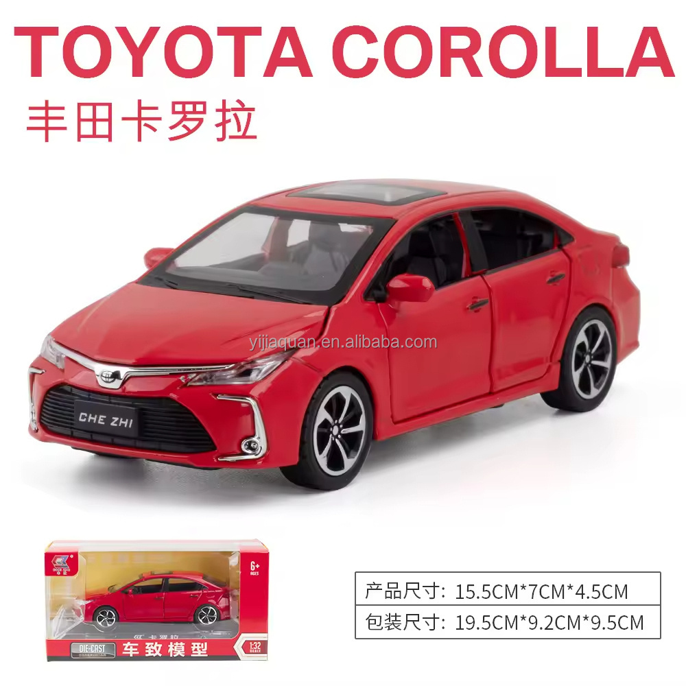 Die casting 1:32 Toyota Corolla car model simulation alloy sound light pullback metal decoration toy car