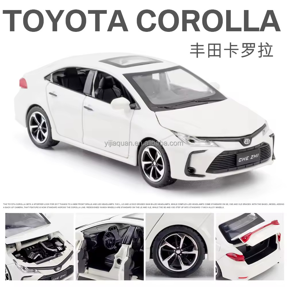 Die casting 1:32 Toyota Corolla car model simulation alloy sound light pullback metal decoration toy car