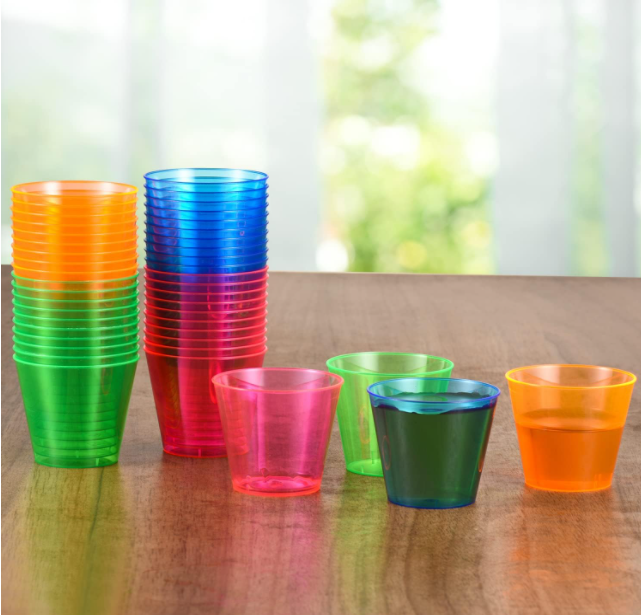 2 oz Factory direct sale 4 colors shot glasses disposable plastic wine and beer tasting cups for bar and party