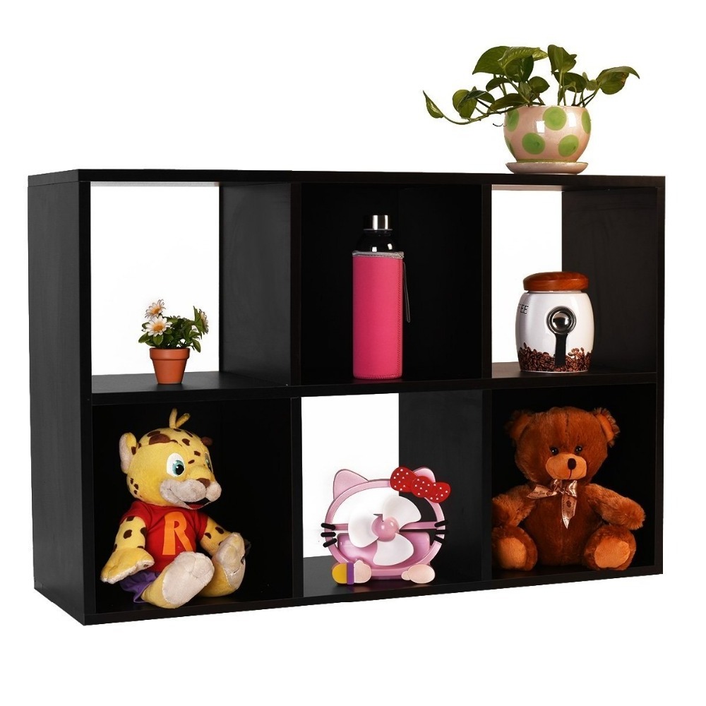 Modern Black 6-Cube Organizer Storage Shelf Bookcase