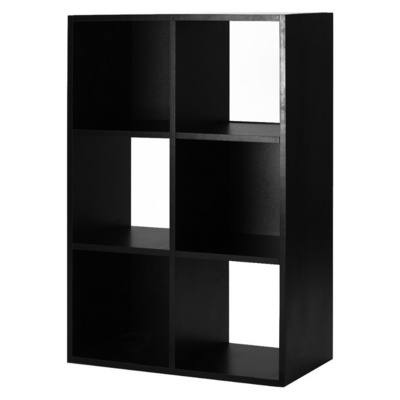 Modern Black 6-Cube Organizer Storage Shelf Bookcase