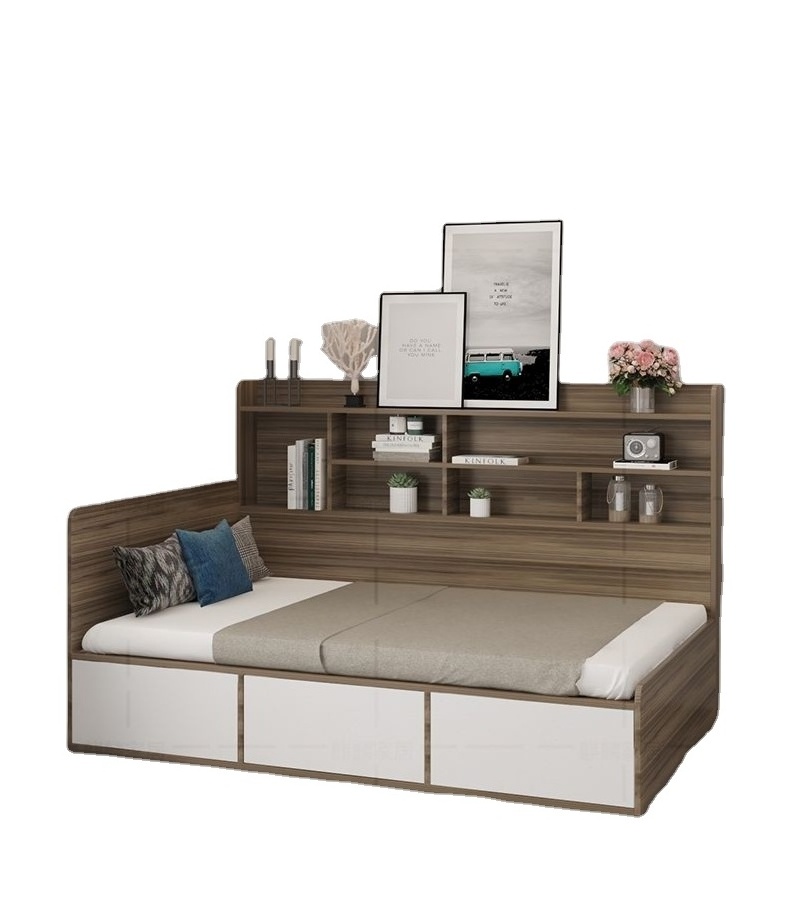 Customized Modern Melamine Bedroom Sets MDF Wood Bedroom Suites Furniture Stylish Black Style Time bed from xieyoufeng