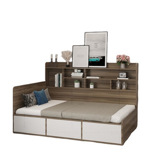 Customized Modern Melamine Bedroom Sets MDF Wood Bedroom Suites Furniture Stylish Black Style Time bed from xieyoufeng