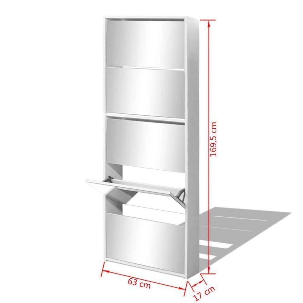 Modern White 5 Layer Storage Hallway Mirror Shoe Cabinet