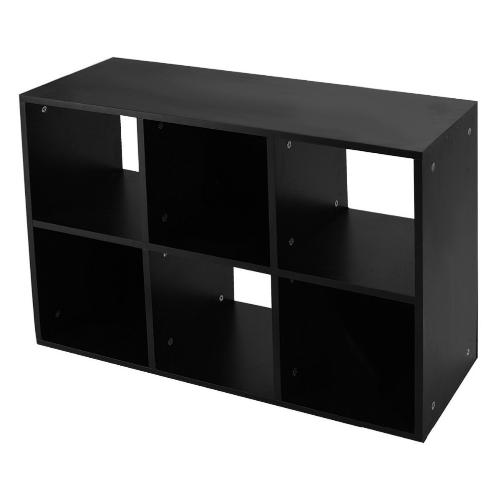 Modern Black 6-Cube Organizer Storage Shelf Bookcase