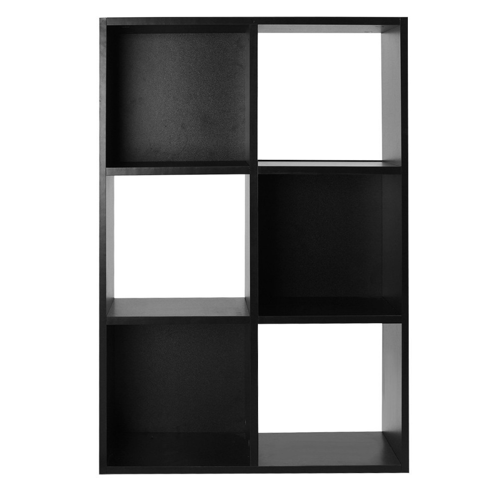 Modern Black 6-Cube Organizer Storage Shelf Bookcase