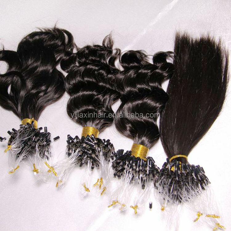 Factory price tangle free shedding free cheap raw indian 8inch to 30inch micro ring hair extensions for blacks