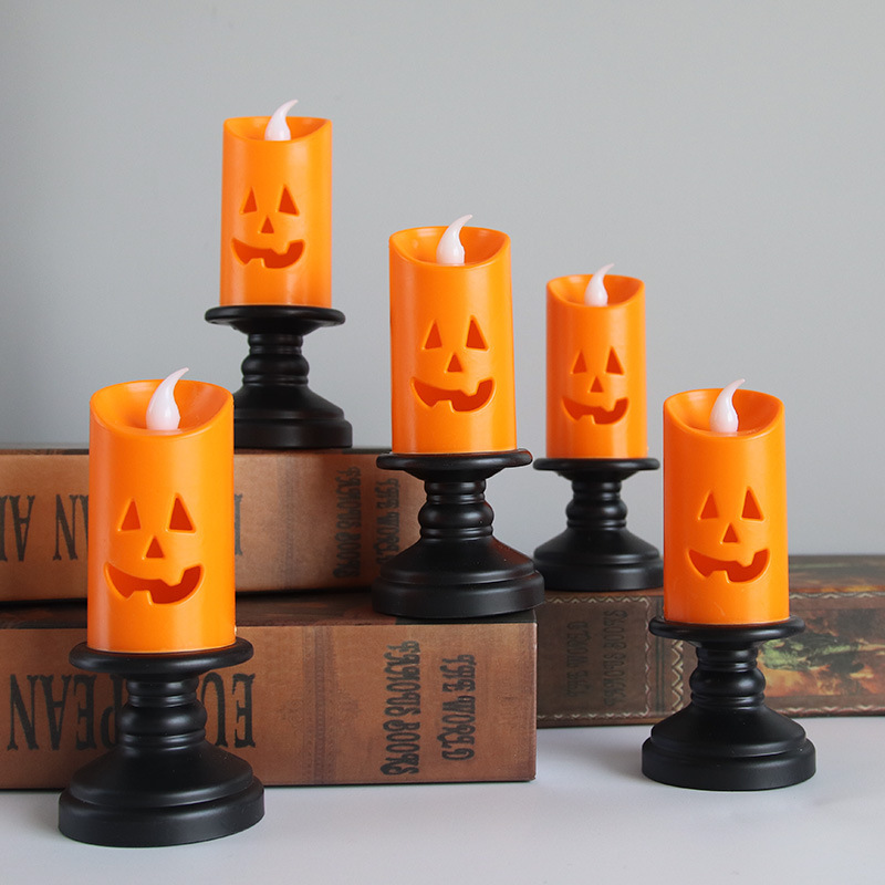 Halloween Pumpkin Lantern LED Electronic Candle Light Creative Nightlight Oil Lamp Plastic Decorations for Festive Season